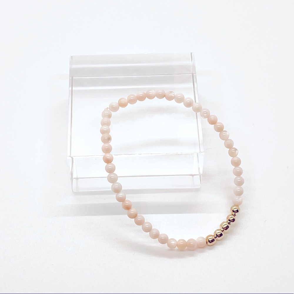 Handmade Blush and Gold Beaded Bracelet